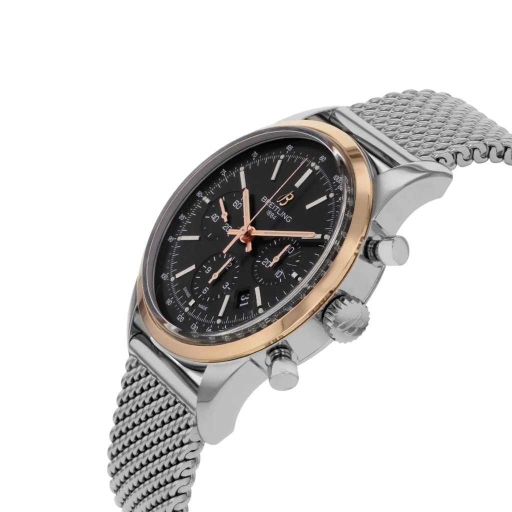 View Of Crown Facing Side Of Breitling UB015212/BC74-154A Stainless Steel Watch Display Model Condition
