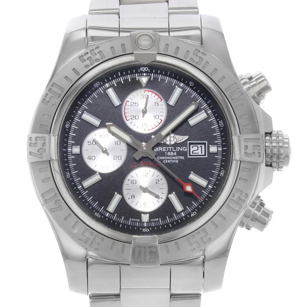 Up Close Front Facing Picture Of Breitling A1337111/BC29-168A Stainless Steel Watch Pre Owned Condition