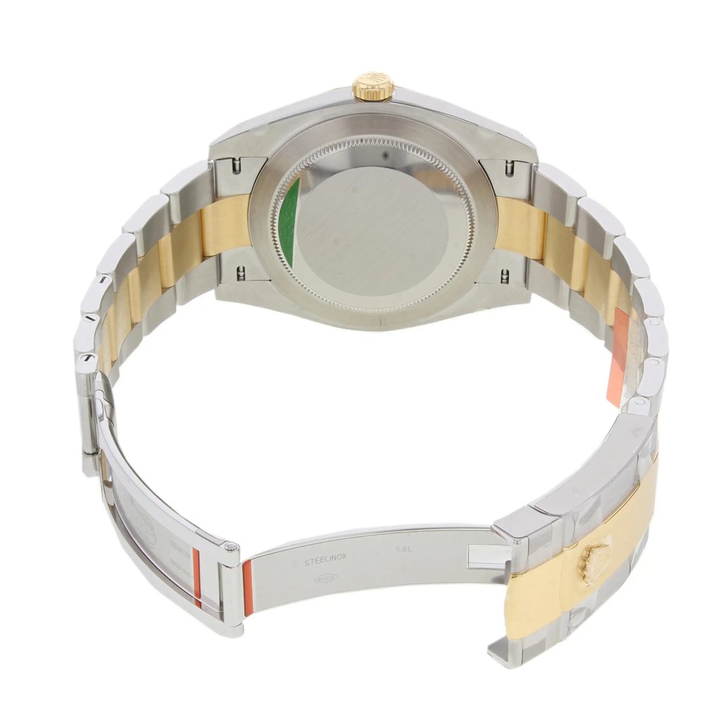 Back View Of {Caseback} Back Case And Open Stainless and Solid Gold Band Of Rolex 126333 Watch Pre Owned Condition