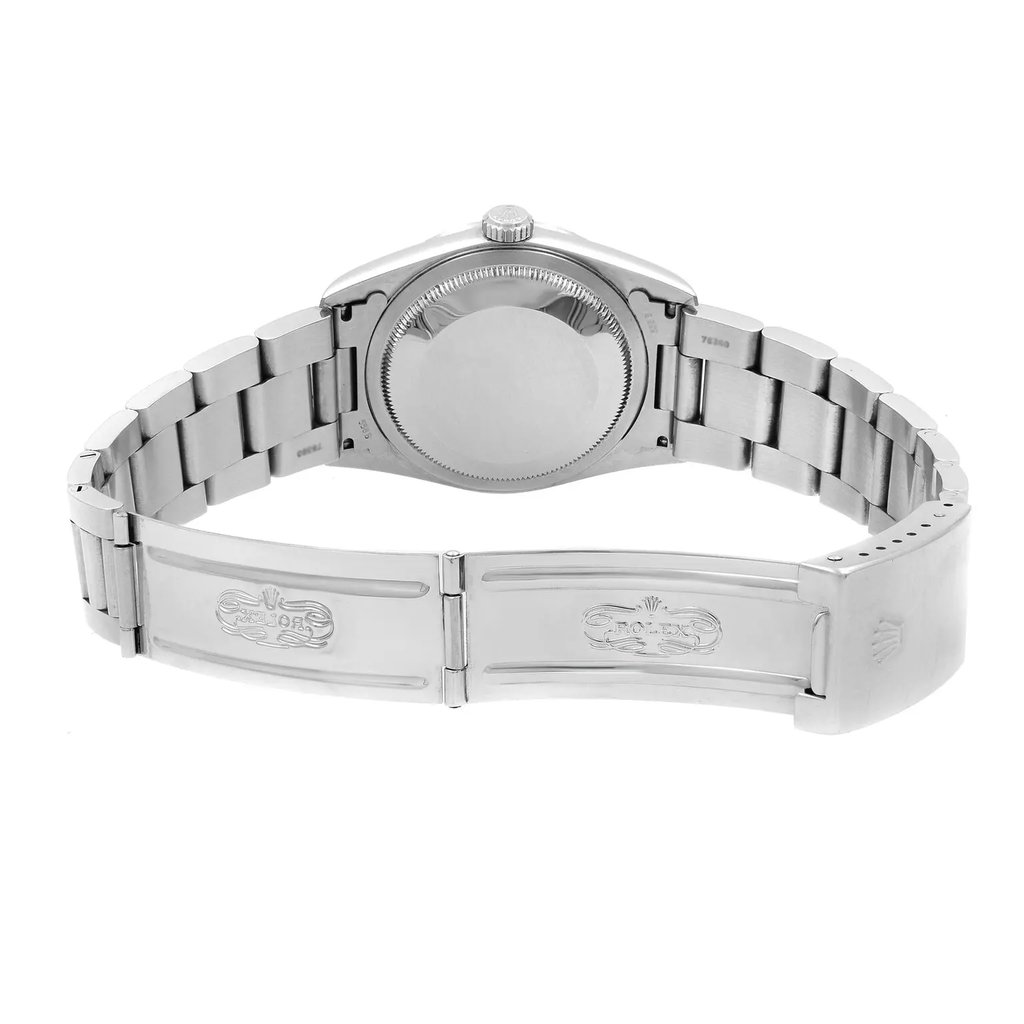 Back View Of {Caseback} Back Case And Open Stainless Steel Band Of Rolex 16220 Watch Pre Owned Condition