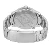 An image of a pre-owned wristwatch displaying the back view with a focus on the closed clasp. The watch features a metal link bracelet and a detailed engraving on the case back. The photograph is taken from a close distance, highlighting the intricate design and craftsmanship of the clasp and the watch's branding.