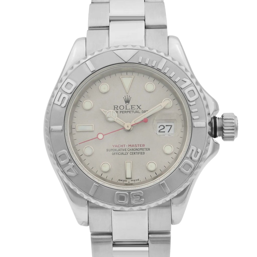 Up Close Front Facing Picture Of Rolex 16622 Stainless Steel Watch Pre Owned Condition
