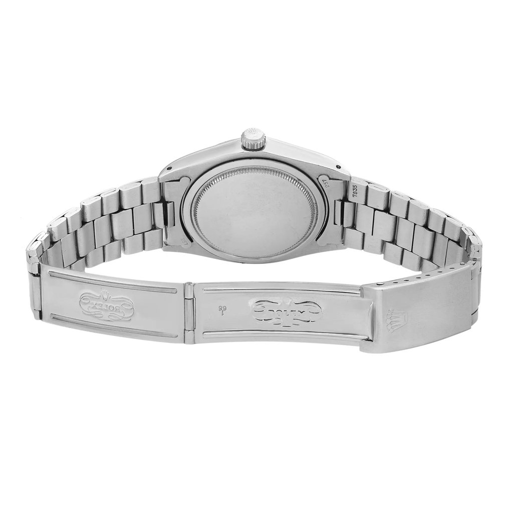 Back View Of Solid Back Case And Open Stainless Steel Band Of Rolex 6694 Watch Pre Owned Condition