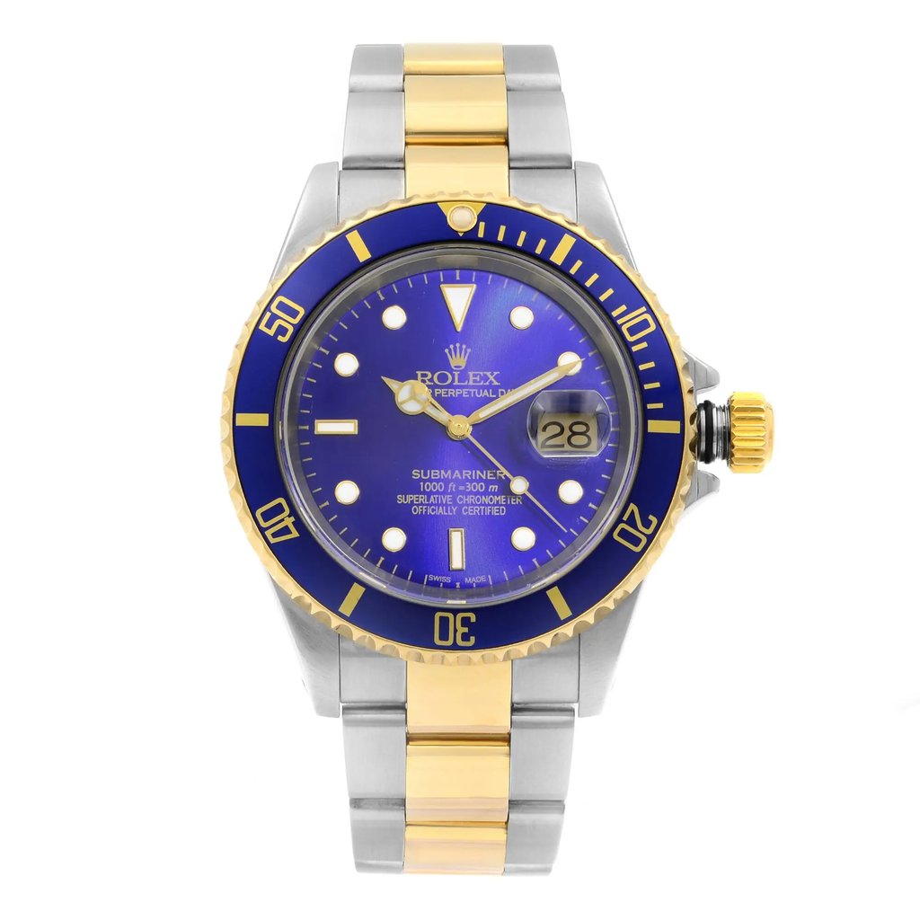 Front Full View Of Rolex 16613 Stainless Steel Watch Pre Owned Condition {Product Condition}