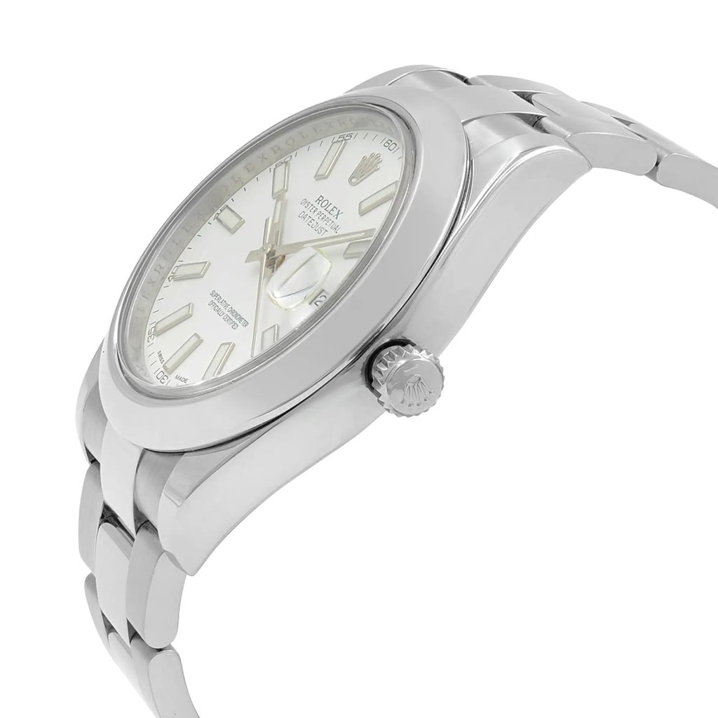 View Of Crown Facing Side Of Rolex 116300 Stainless Steel Watch Pre Owned Condition