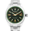 Up Close Front Facing Picture Of Rolex 116400GV Stainless Steel Watch Unworn Condition