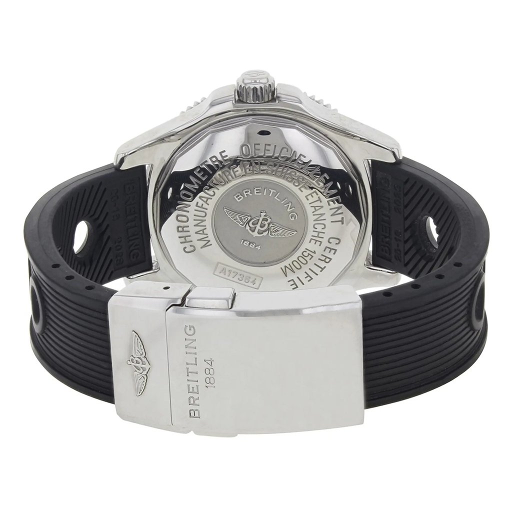 Back View Of {Caseback} Back Case And Closed Silicon/Rubber Band Of Breitling A1736402/BA31-202S Watch Pre Owned Condition