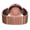 An image of a Wristwatch by Gucci. This New With Defects item is designed for Men, featuring a Casual style. It has a Quartz movement and an Analog display with a Brown dial color. The indices include 12-Hour Dial,No Hour Marks. The band is made of Stainless Steel and the case is made of Stainless Steel. The watch has a Round shape with a case size of 42 mm and a case thickness of 9.5 mm.