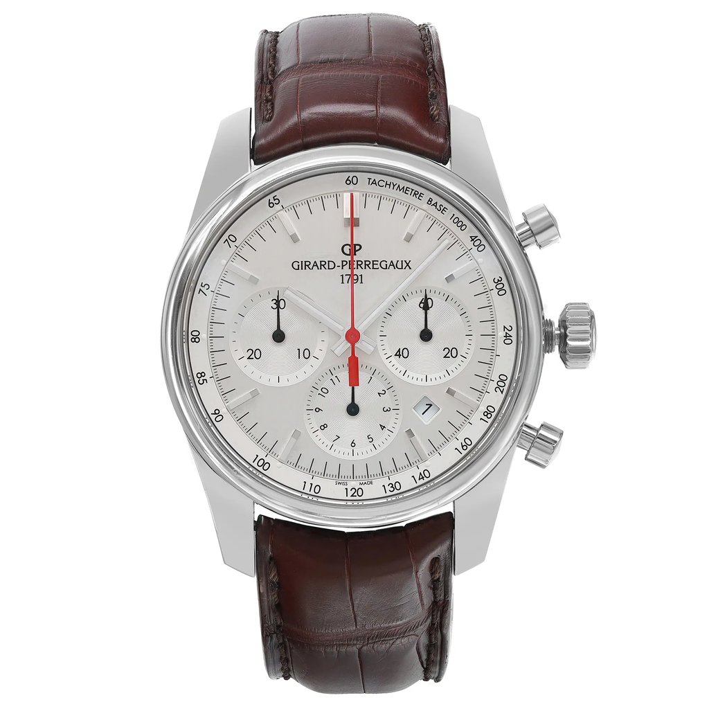 Front Full View Of Girard-Perregaux 49590-11-111 Stainless Steel Watch Pre Owned Condition Good