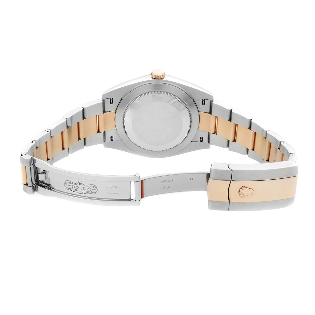 Back View Of {Caseback} Back Case And Open Stainless and Solid Gold Band Of Rolex 126331CHSO Watch Pre Owned Condition