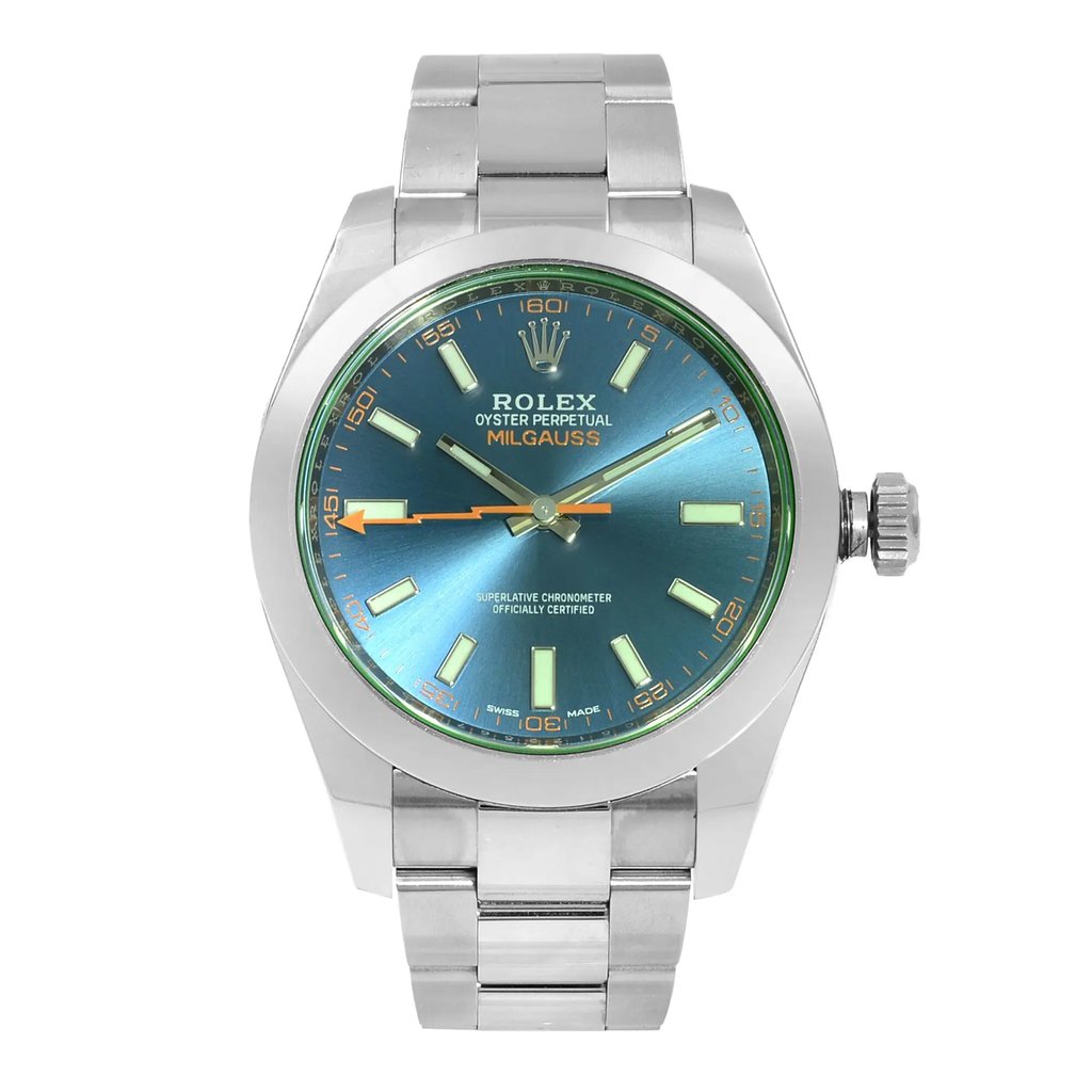 Front Full View Of Rolex 116400GV Stainless Steel Watch Pre Owned Condition {Product Condition}