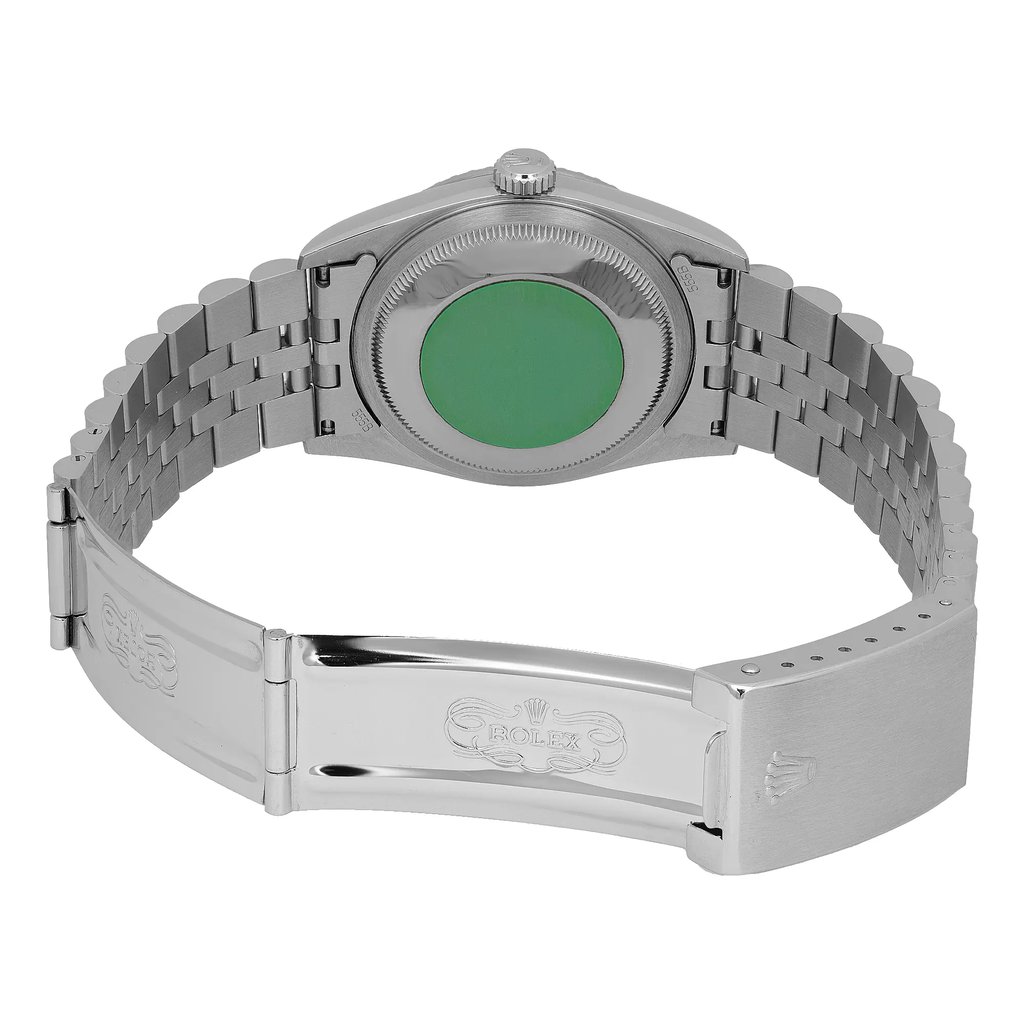 Back View Of Solid Back Case And Open Stainless Steel Band Of Rolex 16220 Watch Pre Owned Condition