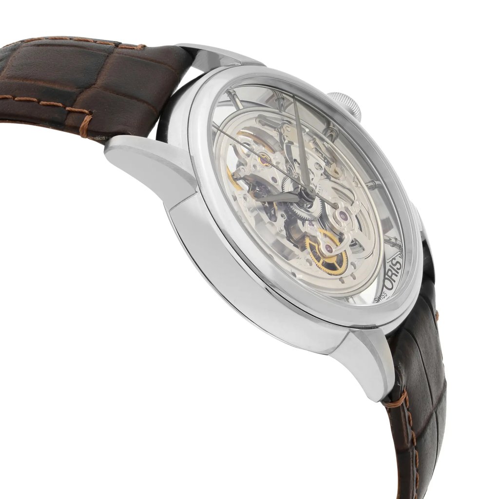 View Of Opposite Crown Facing Side Of Oris 01 734 7684 4051-07 1 21 73FC Stainless Steel Watch Display Model Condition