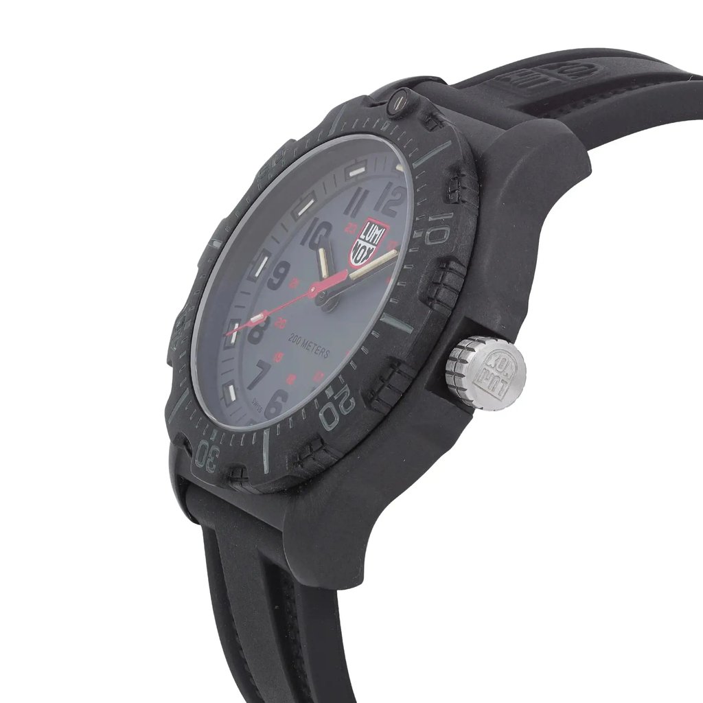 View Of Crown Facing Side Of Luminox XL.8882.F Carbon Watch Display Model Condition