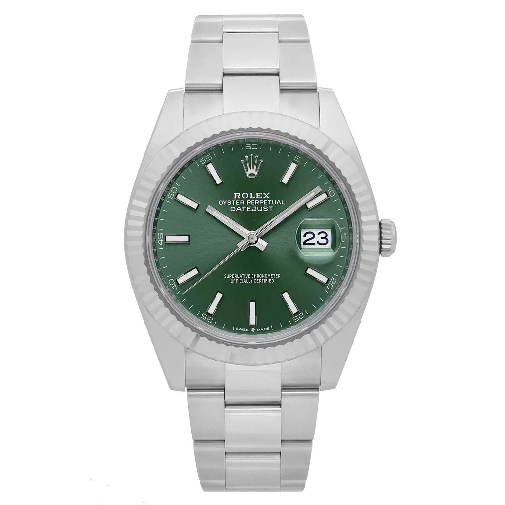 Front Full View Of Rolex 126334-0027 Stainless Steel Watch New Condition Excellent