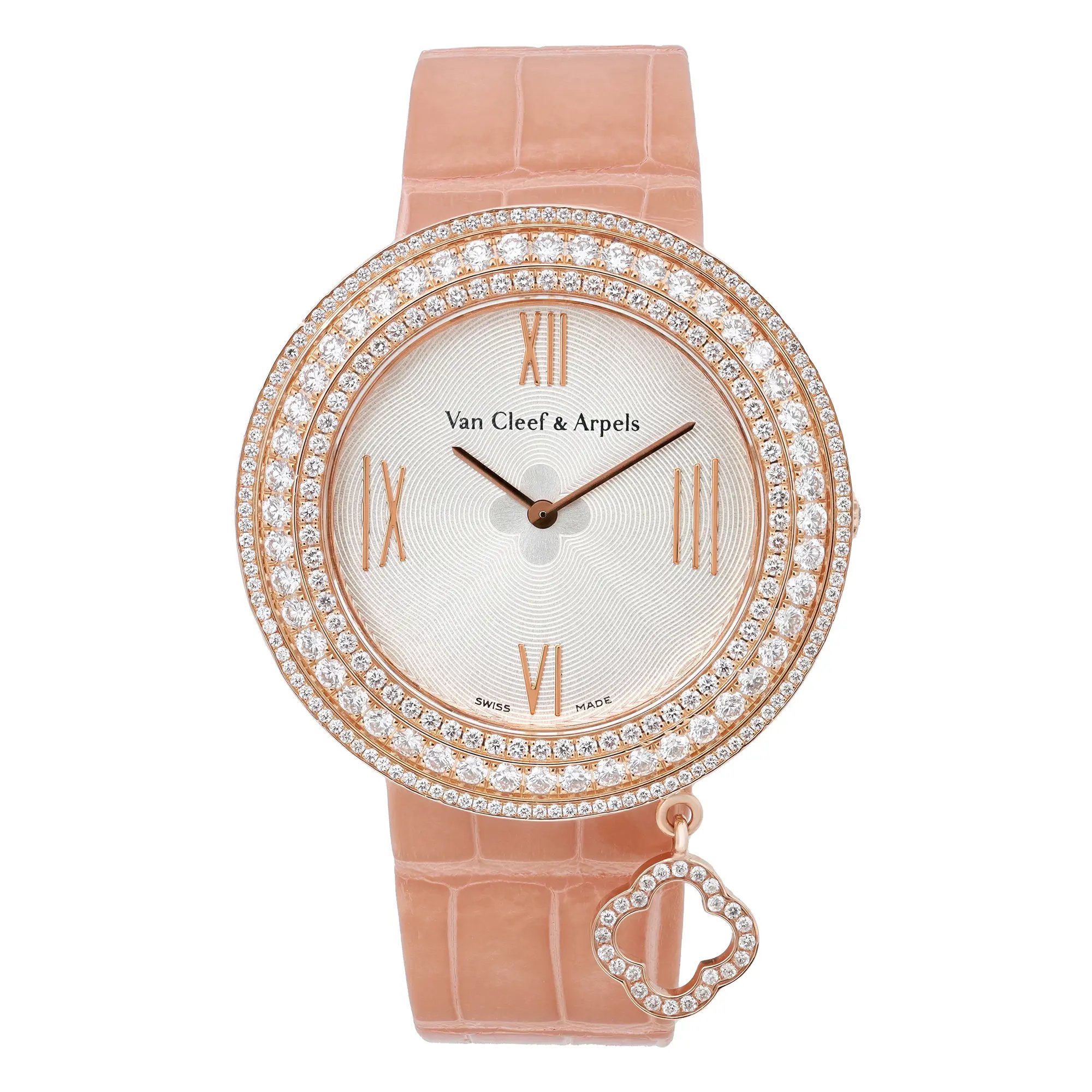 Front Full View Of Van Cleef & Arpels VCARM93600 Rose Gold Watch Pre Owned Condition Excellent