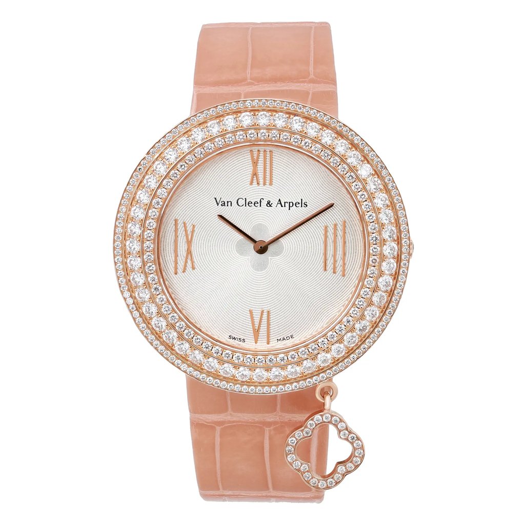 Front Full View Of Van Cleef & Arpels VCARM93600 Rose Gold Watch Pre Owned Condition Excellent