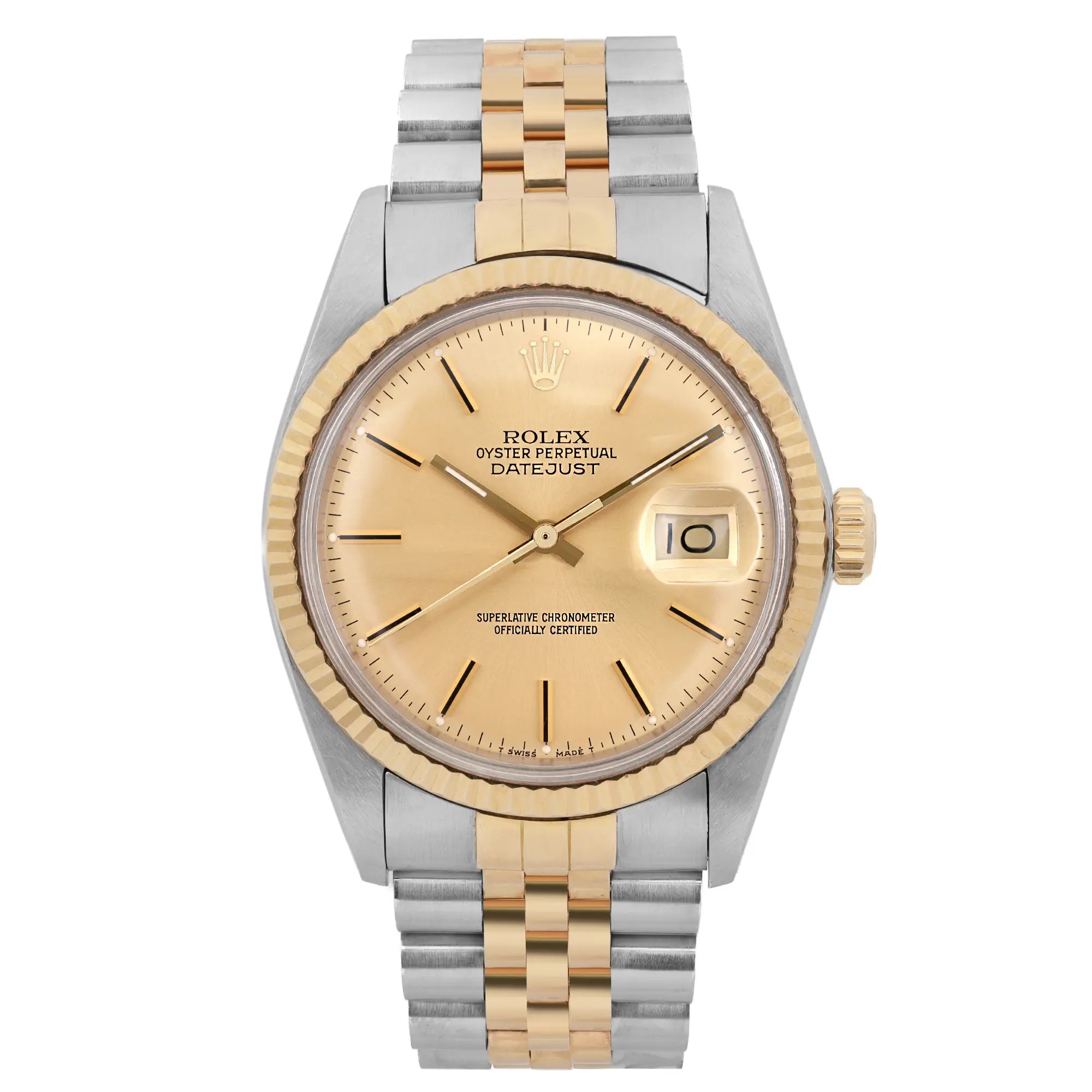 Front Full View Of Rolex 16013 Stainless Steel Watch Pre Owned Condition Good