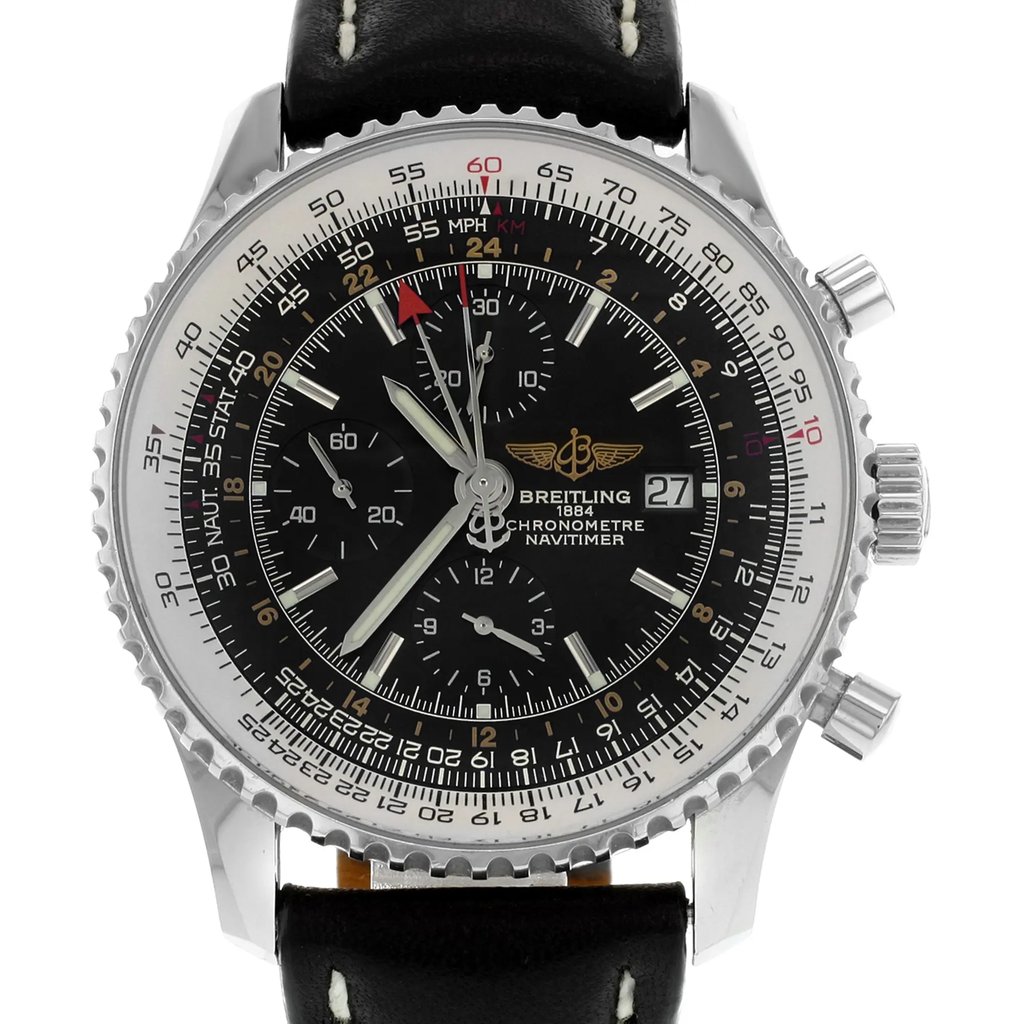 Up Close Front Facing Picture Of Breitling A2432212/B726 Stainless Steel Watch Pre Owned Condition