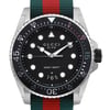 Up Close Front Facing Picture Of Gucci YA136209 Stainless Steel Watch Display Model Condition