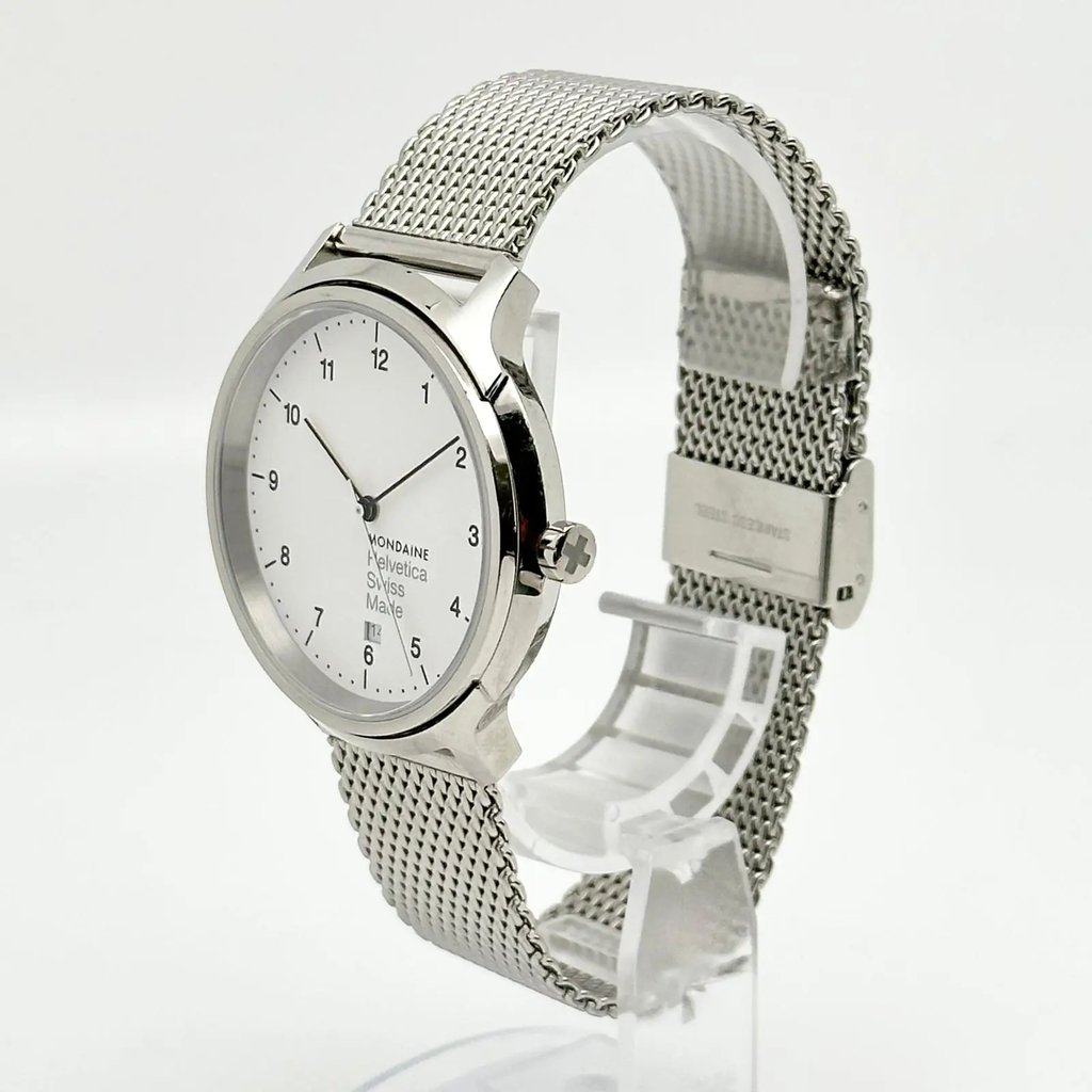 View Of Crown Facing Side Of Mondaine MH1.R2210.SM Stainless Steel Watch New With Defects Condition