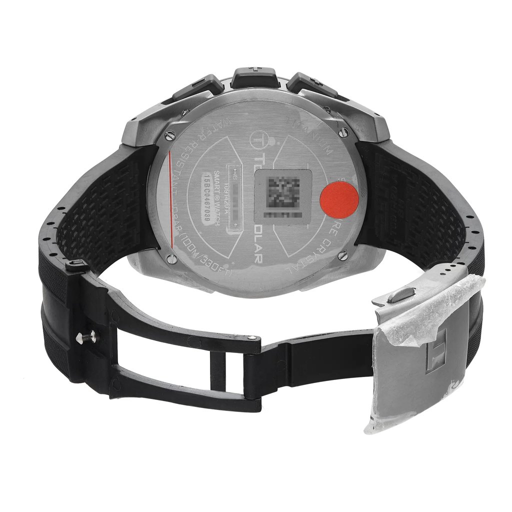 Back View Of Solid Back Case And Open Rubber Band Of Tissot T091.420.47.051.00 Watch New With Defects Condition