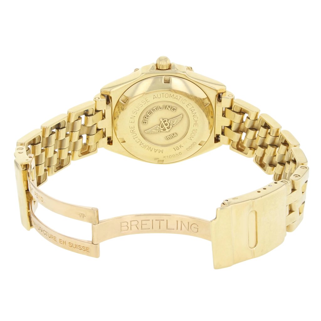 Back View Of {Caseback} Back Case And Open Gold Band Of Breitling K10050 Watch Pre Owned Condition