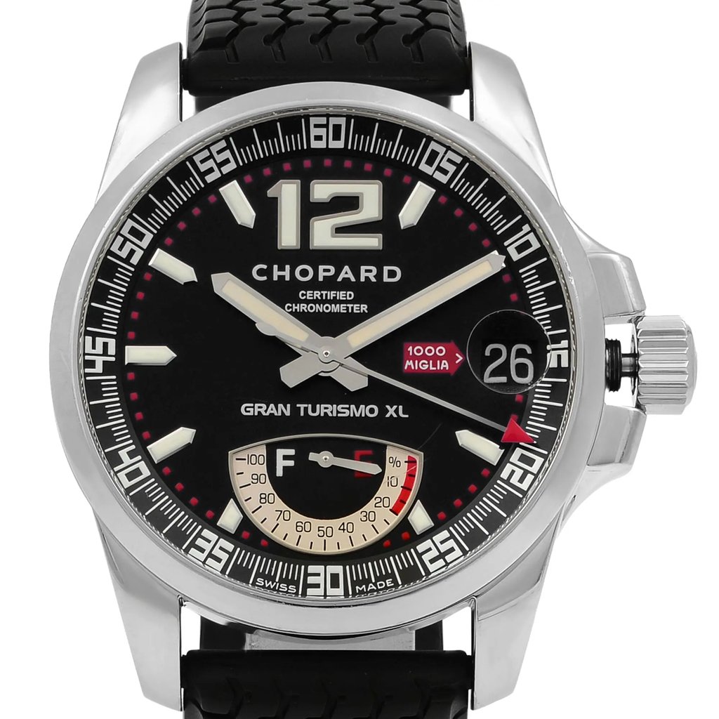 Up Close Front Facing Picture Of Chopard 168457-3001 Stainless Steel Watch Pre Owned Condition