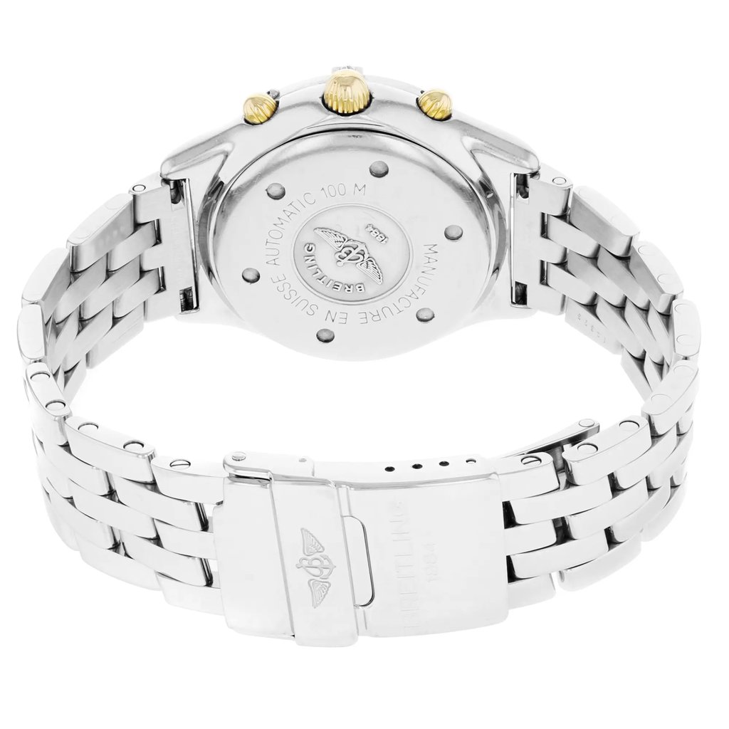 Back View Of {Caseback} Back Case And Closed Stainless Steel Band Of Breitling B30012 Watch Pre Owned Condition
