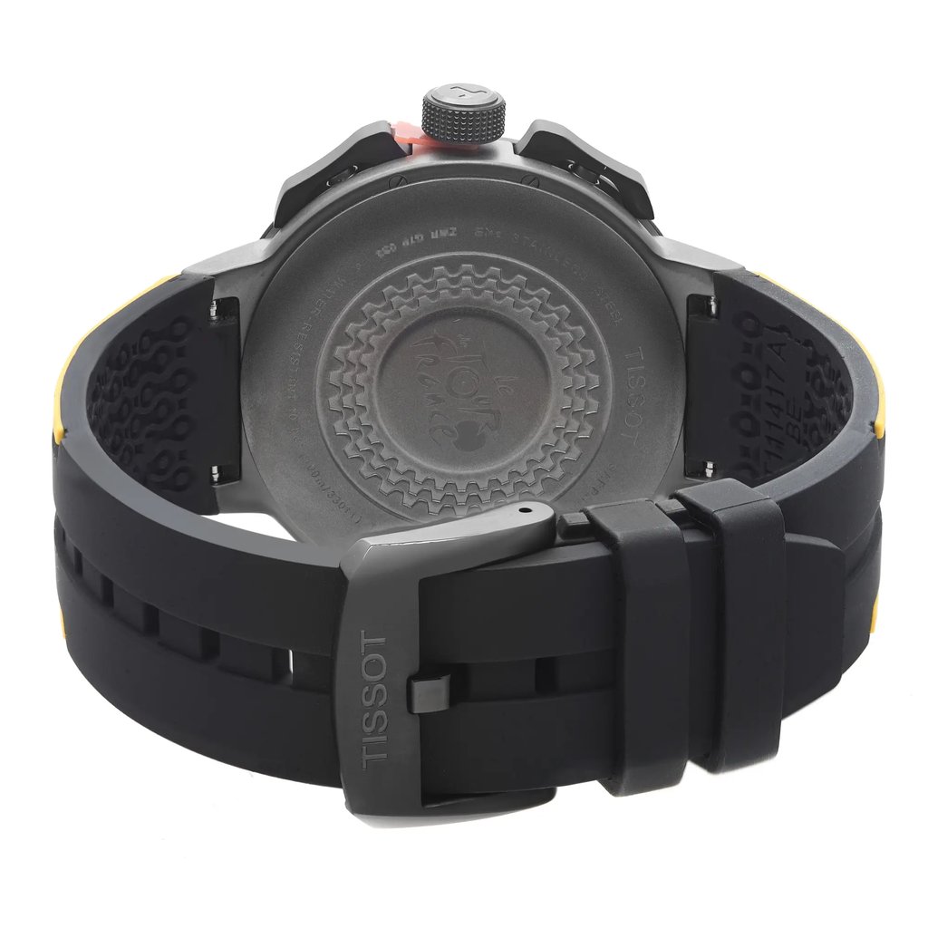 Back View Of Solid Back Case And Closed Silicone Band Of Tissot T111.417.37.441.00 Watch Unworn Condition