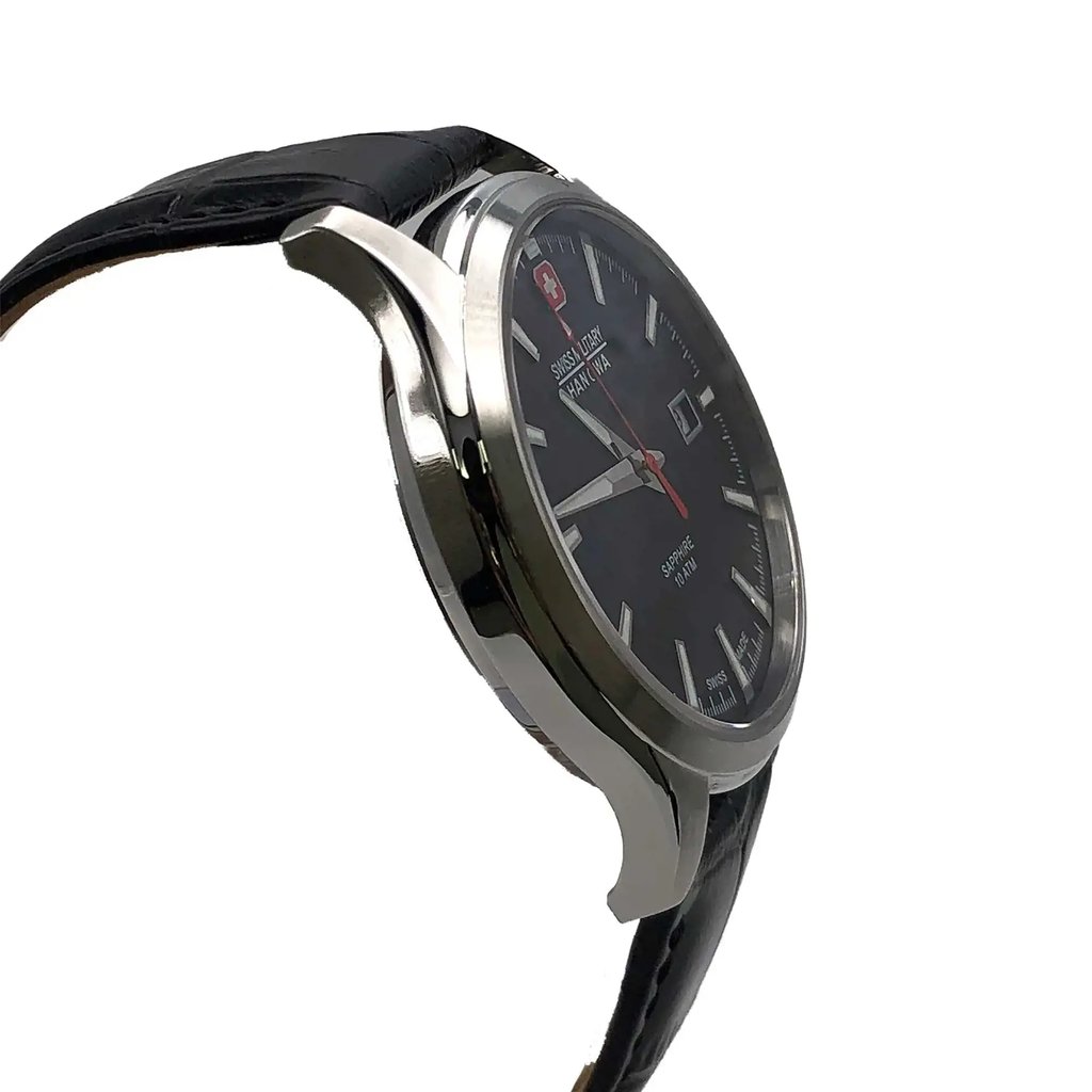 View Of Opposite Crown Facing Side Of Swiss Military Hanowa 06-4303.04.007 Stainless Steel Watch Display Model Condition