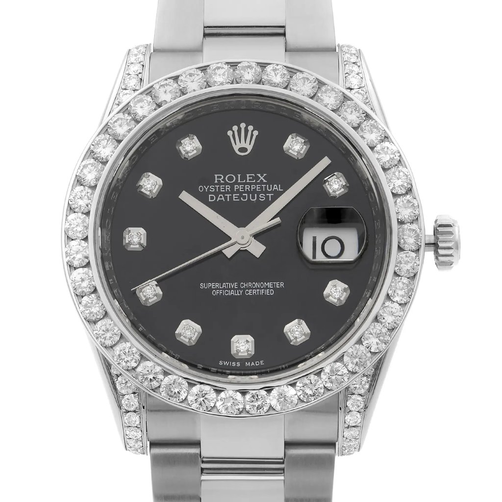 Up Close Front Facing Picture Of Rolex 116234 Stainless Steel Watch Pre Owned Condition