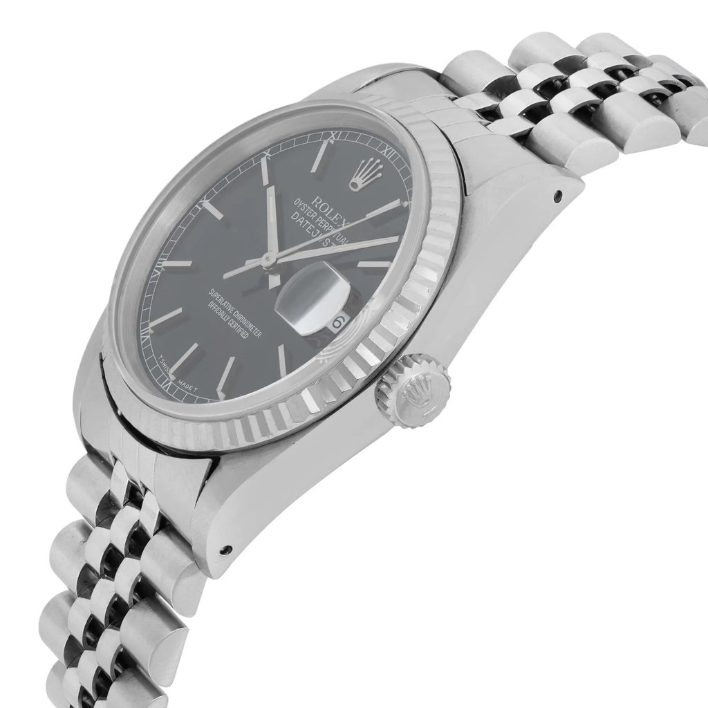 View Of Crown Facing Side Of Rolex 16234 Stainless Steel Watch Pre Owned Condition