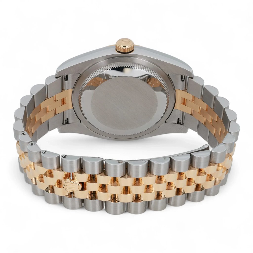 Back View Of Solid Back Case And Open Stainless Steel,Yellow Gold Band Of Rolex 116233 Watch Pre Owned Condition