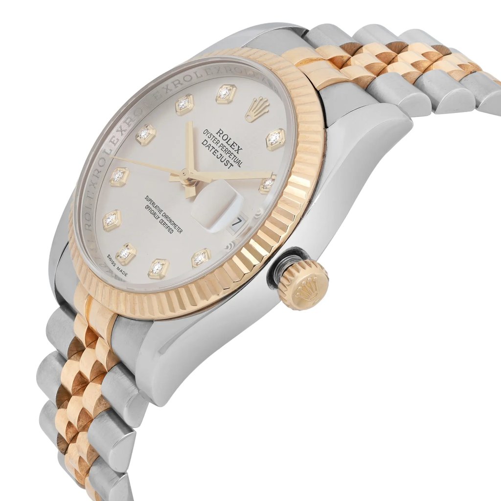 View Of Crown Facing Side Of Rolex 116233 Stainless Steel Watch Pre Owned Condition