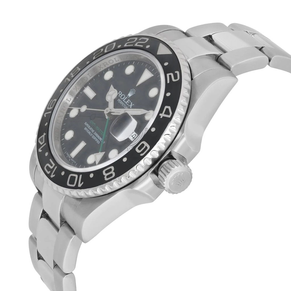 View Of Crown Facing Side Of Rolex 116710LN Stainless Steel Watch Pre Owned Condition
