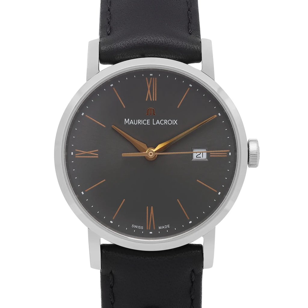 Up Close Front Facing Picture Of Maurice Lacroix EL1084-SS001-811 Stainless Steel Watch Unworn Condition