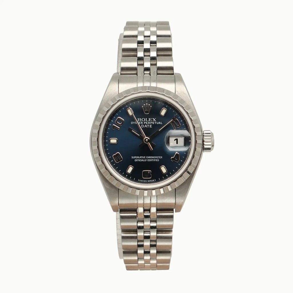 Front Full View Of Rolex 79240 Stainless Steel Watch Pre Owned Condition Good