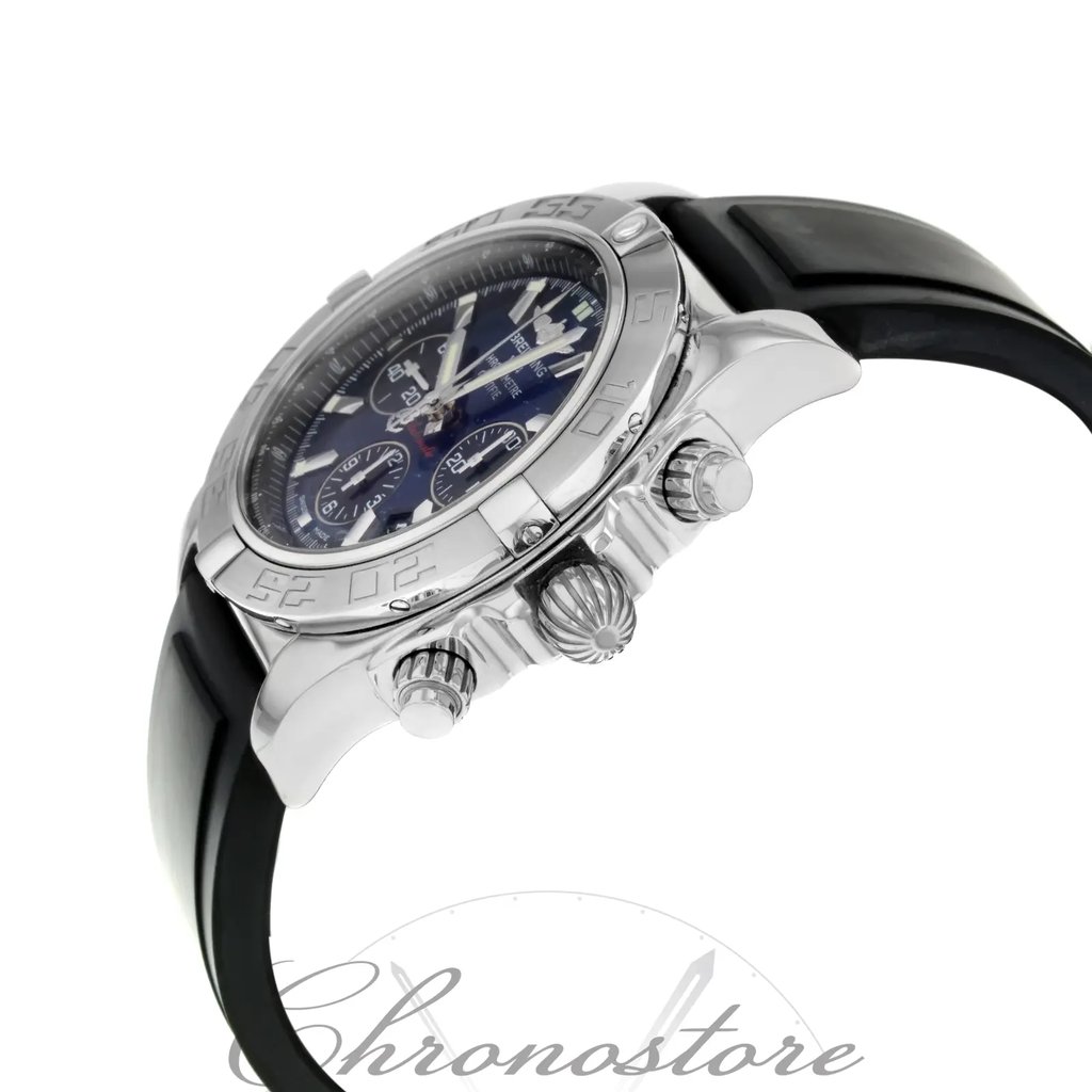 View Of Crown Facing Side Of Breitling AB011012/C789 Stainless Steel Watch Display Model Condition