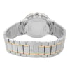 An image of a wristwatch showcasing the back view and closed clasp. The watch features a stainless steel band with gold accents, viewed from a centered angle at a close distance. The case back displays engraved details, and the condition is noted as new with defects.