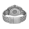 An image of an unworn Breitling women's wristwatch in a close-up back view. The watch features a round stainless steel case with a screwback caseback, engraved with text and the Breitling logo. The stainless steel band has a fold-over clasp with a flip lock safety also displaying the Breitling logo. The watch is positioned at a slight angle, allowing visibility of the band's closure mechanism and the back of the case. The distance from the camera captures the entire back profile of the watch. The watch may show minor blemishes due to store handling.
