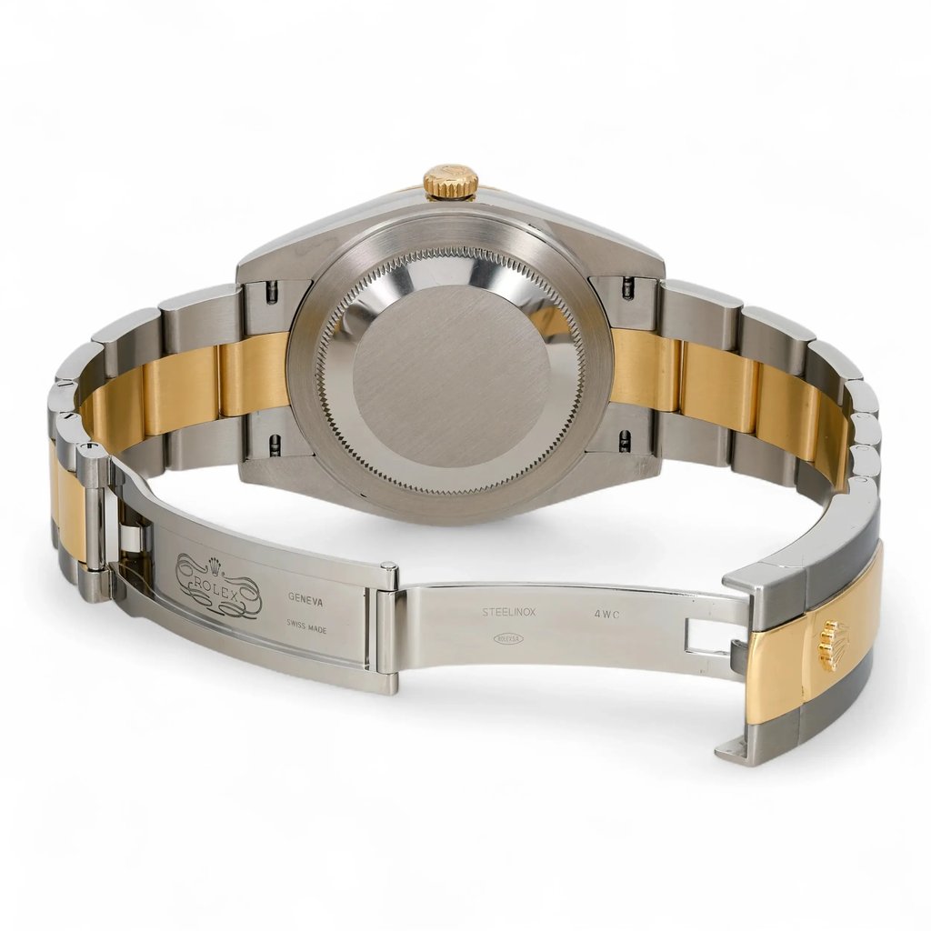 Back View Of Solid Back Case And Open Stainless Steel,Yellow Gold Band Of Rolex 126333 Watch Pre Owned Condition