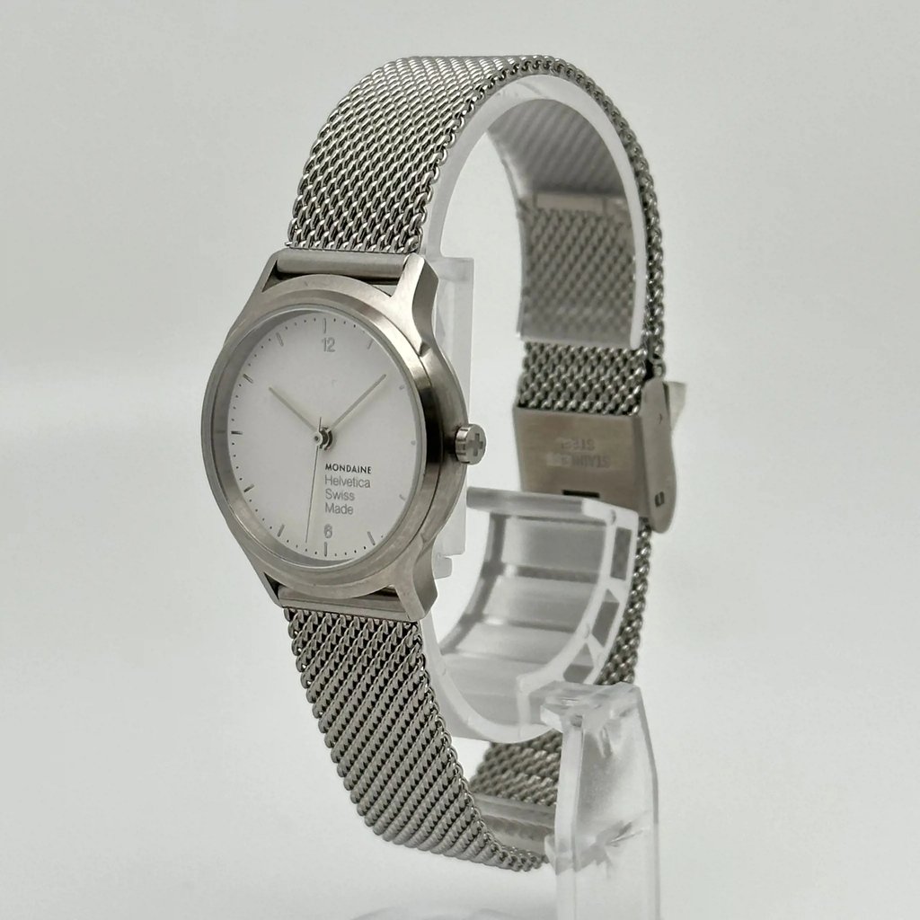 Front Full View Of Mondaine MH1.L1110.SM Stainless Steel Watch Display Model Condition {Product Condition}