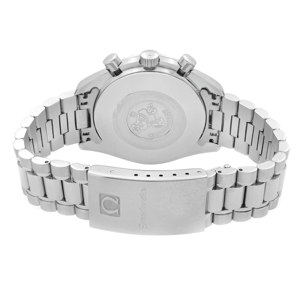 Back View Of Solid Back Case And Closed Stainless Steel Band Of OMEGA 3510.50.00  Watch Pre Owned Condition