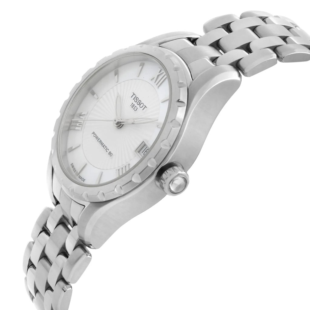 View Of Crown Facing Side Of Tissot T072.207.11.118.00 Stainless Steel Watch Display Model Condition
