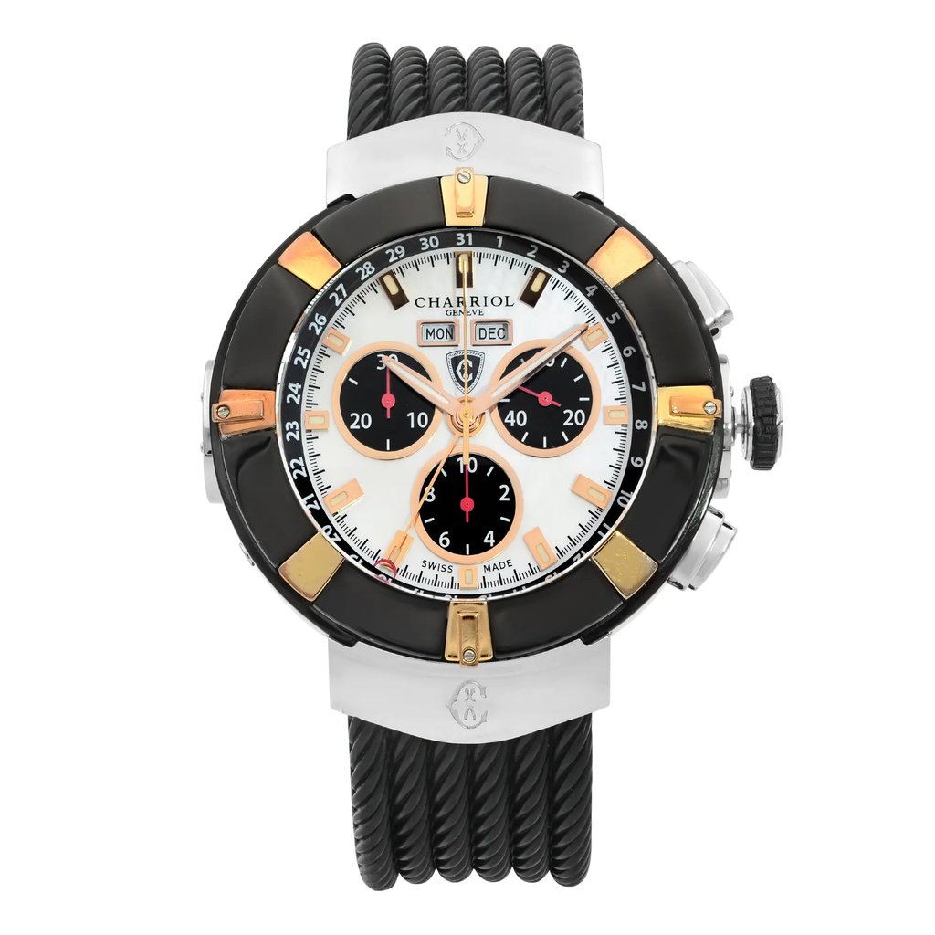 Front Full View Of Charriol C44P.173.003 Stainless Steel Watch Pre Owned Condition {Product Condition}