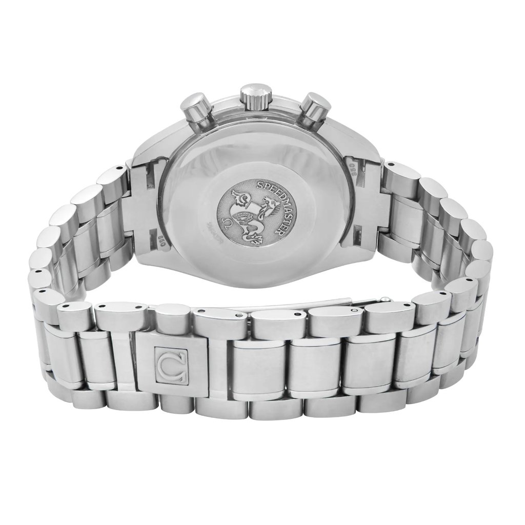 Back View Of Solid Back Case And Closed Stainless Steel Band Of OMEGA 3523.80.00 Watch Pre Owned Condition