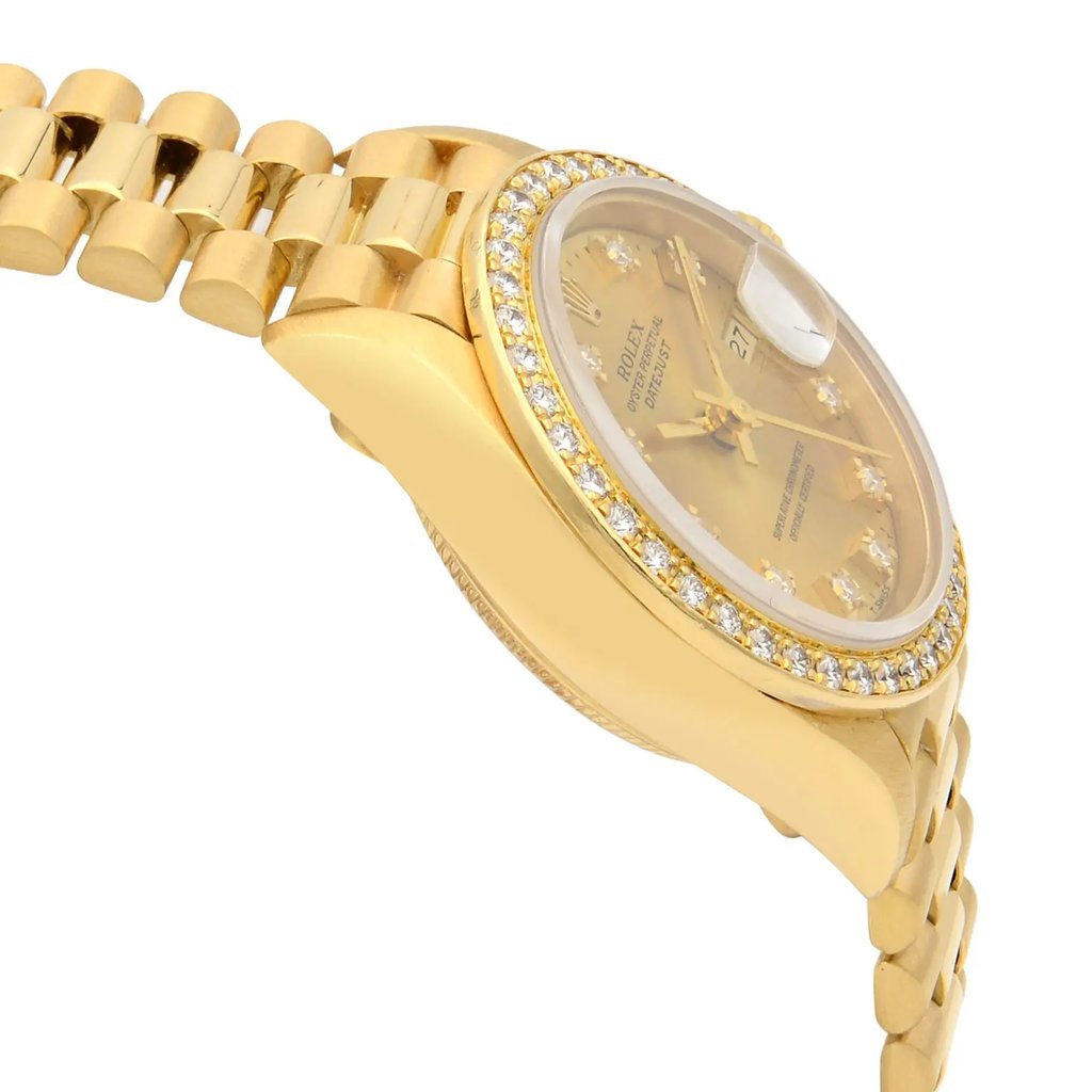 View Of Opposite Crown Facing Side Of Rolex 69178 Gold 18kt Watch Pre Owned Condition