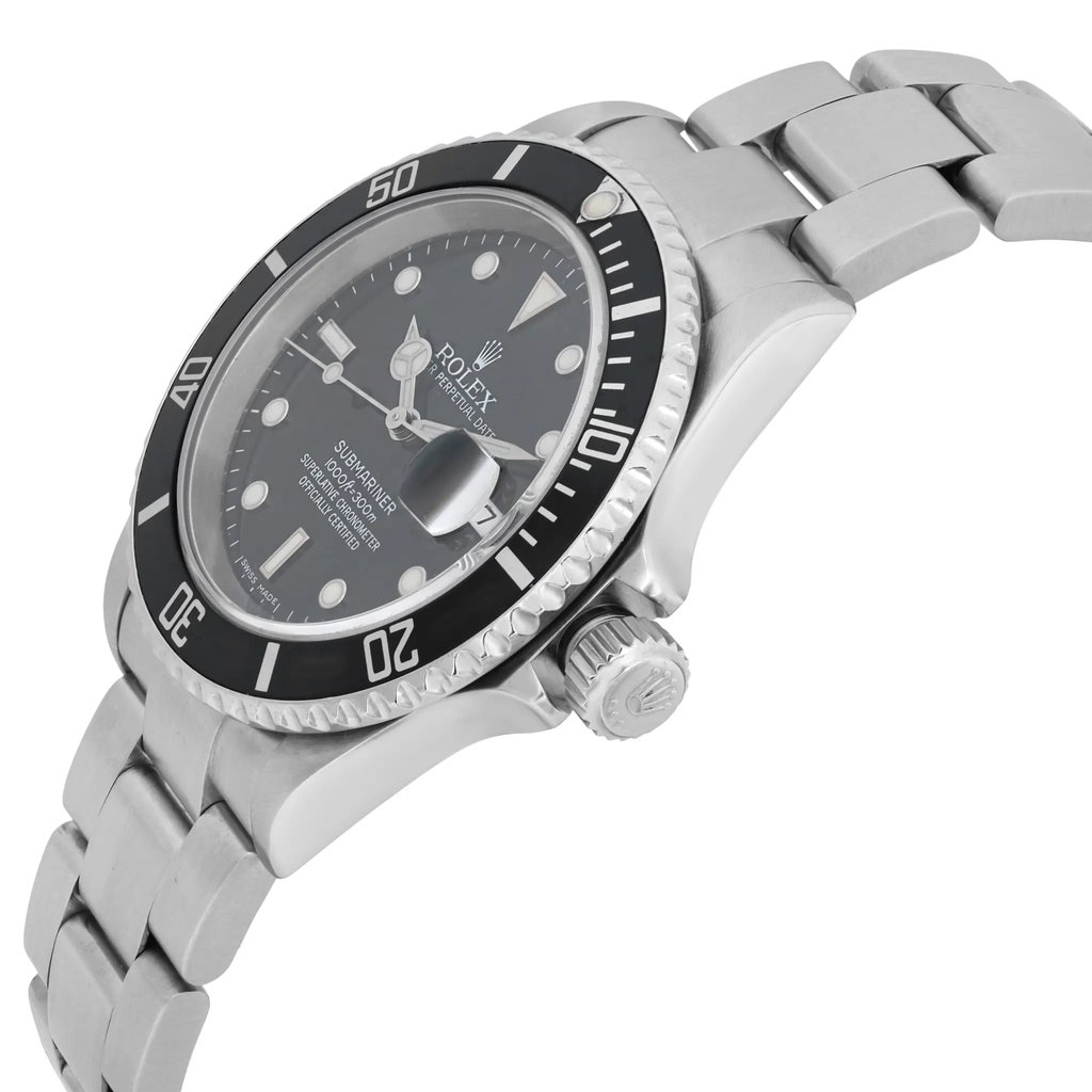 View Of Crown Facing Side Of Rolex 16610 Stainless Steel Watch Pre Owned Condition