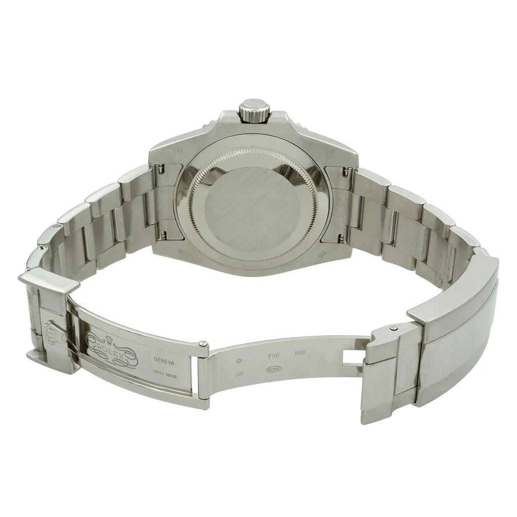 Back View Of Screwback Back Case And Open White Gold Band Of Rolex 116619 Watch Pre Owned Condition